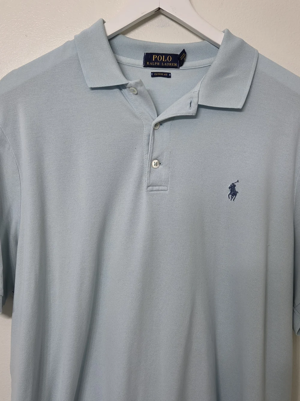 Polo by Ralph Lauren Men's Light Blue Classic Polo Shirt Large
